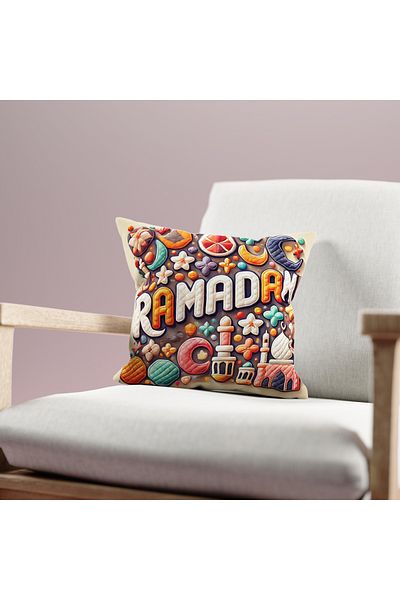 Filamente Ramadan Patterned Double Sided Digital Printed Throw Pillow Cover - Ramadan