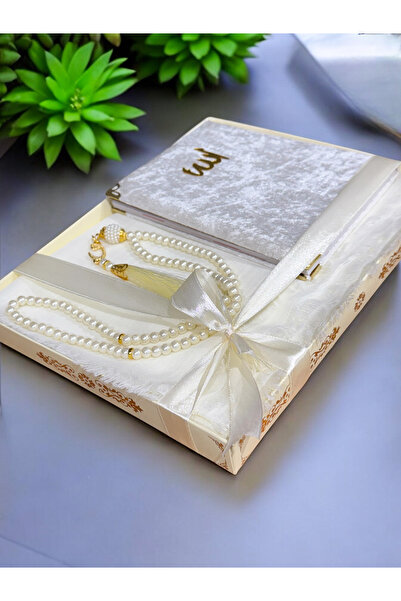 AYHANHOME 3'lü Hediyelik, Çeyizlik, Mevlütlük, Bohçalık ,Gelin Bohçası Flamlı Namaz Örtüsü Yasin Tesbih Seti