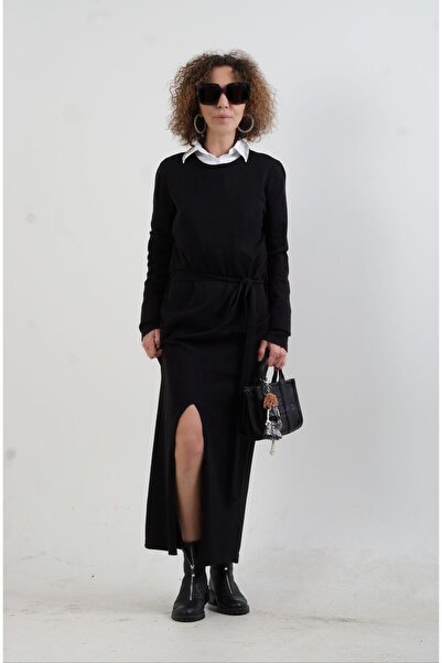 Zelish My Sister Πλεκτό φόρεμα με τσέπες και σκισίματα