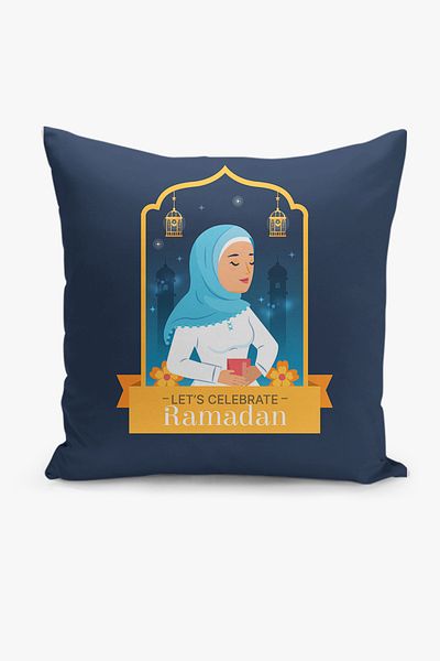 Filamente Ramadan Patterned Double Sided Digital Printed Throw Pillow Cover - Ramadan