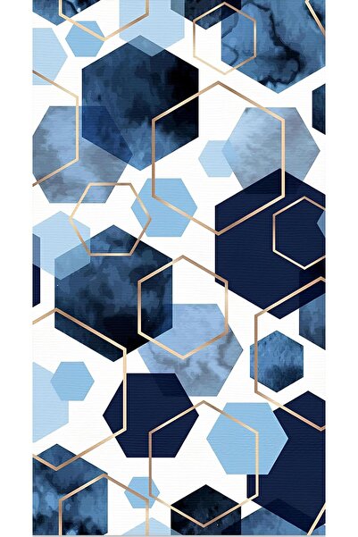 Rana İkra Art Hârtie de ambalat cadouri tematică hexagonală de culoare albast...