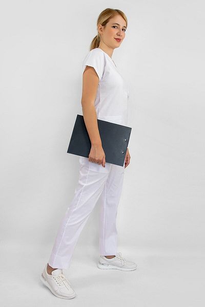 Nur Medikal Giyim White Alpaca Bottom Top Set