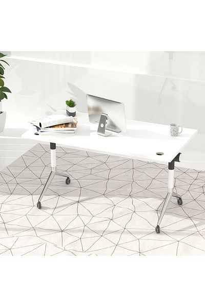 Mahmayi ZF-08A Multipurpose Foldable Training/Computer Table, Adjustable Standing Desk-White (white)