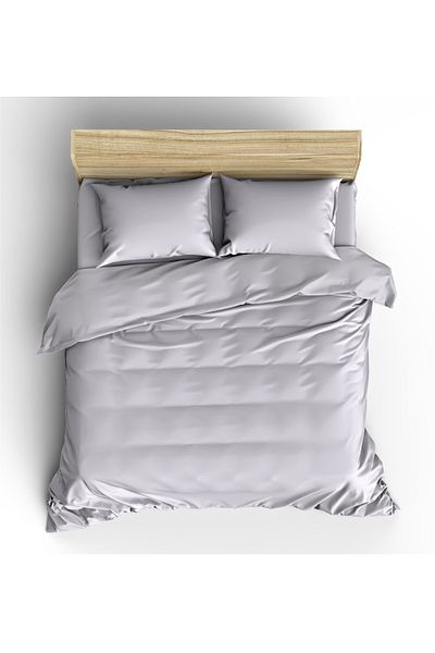 Maki Home Makiteks 100% βαμβακερό ανοιχτό γκρι 200x220+2*(50x70) Σετ Παπλωματοθήκη και Μαξιλαροθήκη