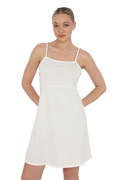 penyebizden Ecru Short Thin Strap Dress
