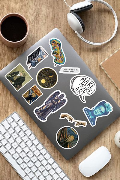 AR Sticker Σετ αυτοκόλλητων για φορητό υπολογιστή και tablet με θέμα την τέχνη - 3 τεμάχια