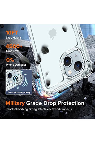 m.tk moveteck İphone 15 Uyumlu Kılıf Köşe Korumalı Darbeye Dayanıklı Antişok Şeffaf Silikon Sert Kapak