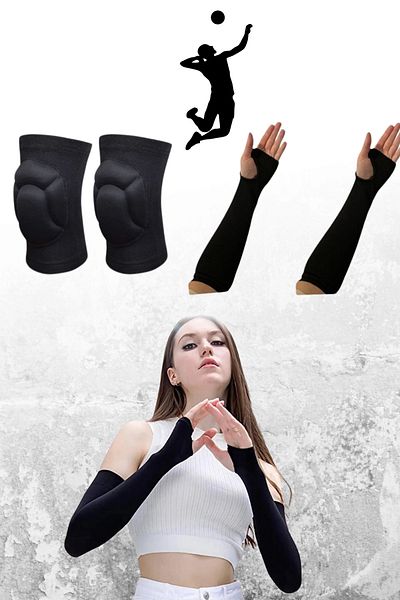 Sirius Sportswear Imported Volleyball Knee Pad Volleyball Gloves Set of 2 Volleyball Knee Pad 1 Pair of Volleyball Sleeves 1 Pair