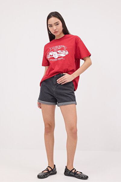 Addax Μπλουζάκι με λαιμόκοψη με στάμπα αυτοκινήτου - P10400