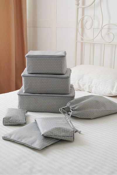Serstil 7 Pieces Gray Spotted Baby Care Bag