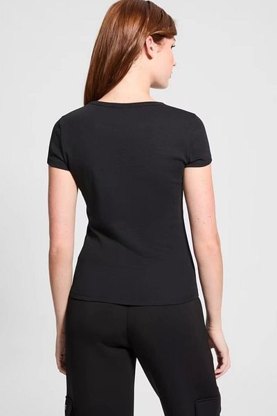 Guess T-Shirt Maniche Corte Logo Strass Kiara Da Donna Women's Black T-Shirt V4Bi16Kciv1-Jblk