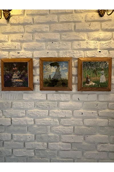 woodhomeworks Комплект от 3 панела за картина с рамка от масивно дърво, 26X26