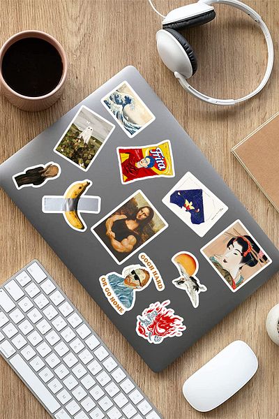AR Sticker Σετ αυτοκόλλητων για φορητό υπολογιστή και tablet με θέμα την τέχνη 8 τεμαχίων