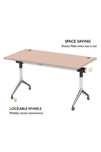 Mahmayi ZF-08A Multipurpose Foldable Training/Computer Table, Adjustable Standing Desk-White (Oak)