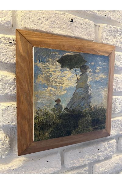 woodhomeworks Панел за картина с масивна рамка от естествен камък и мрамор 26x26 см