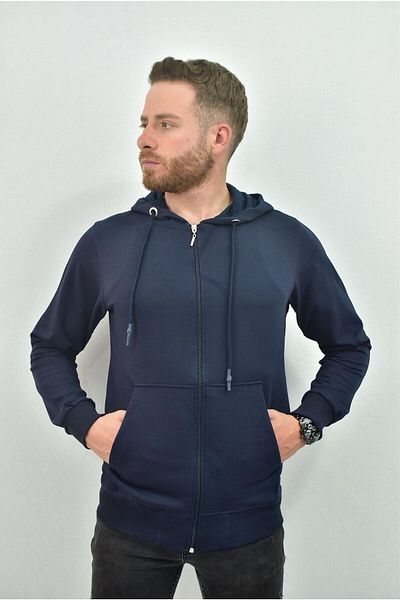 ZIDAN Men's Zippered Hoodie with Kangaroo Pocket – Made in Turkey