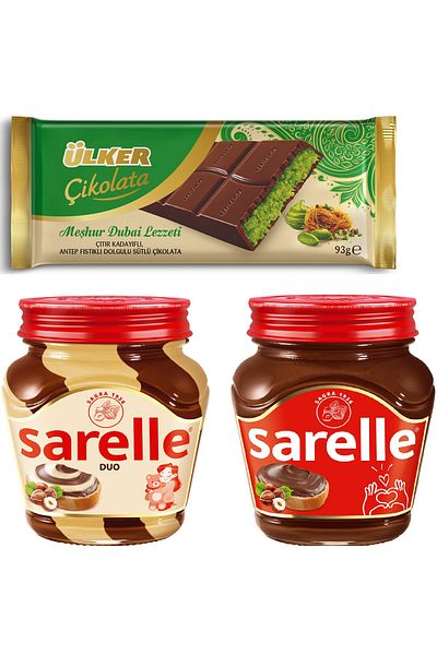 Ülker Dubai Chocolate 93 Gr Sarelle Duo Pocket Cream 350 Gr and Sarelle Pocket Cream 350 Gr