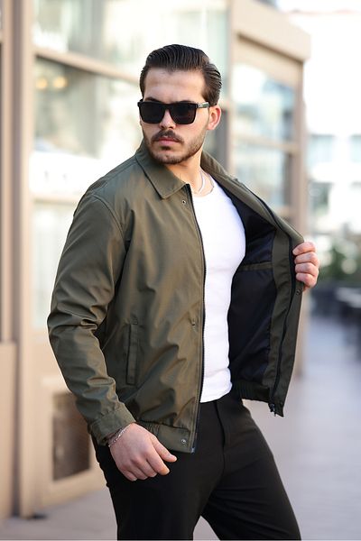 Mero Life Men's Khaki Waterproof and Windproof Oversize Relaxed Fit Elastic Waist Lined Seasonal Coat
