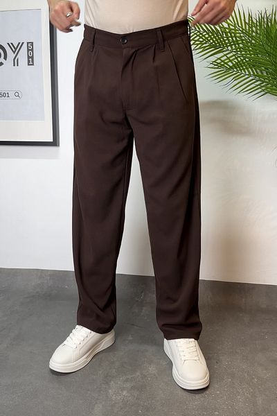 ROY501 New Season Men's Linen Trousers - Comfortable Fit, Double Pleated Baggy Design, Rubber Waist