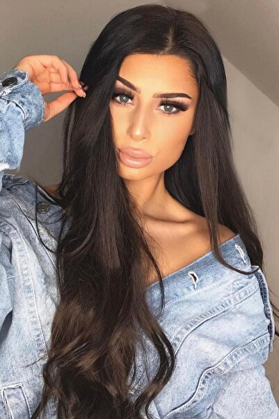 TAKIŞTIR Устойчива на топлина полумесечна клипс за коса - Ht6k - кестеняво кафяво - вълниста - 60 см - 110 г (Begüm)