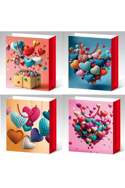 Mu Art Ahşap Large Size Heart Patterned Cardboard Bag