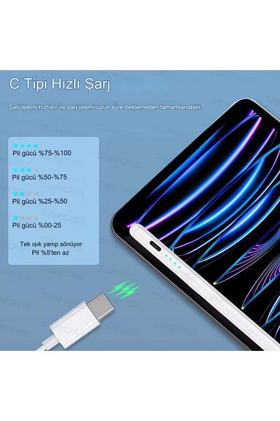 gökmer Apple iPad Air 5 Compatible Apple Pencil Touch Pen with Palm Red and Tilt Features