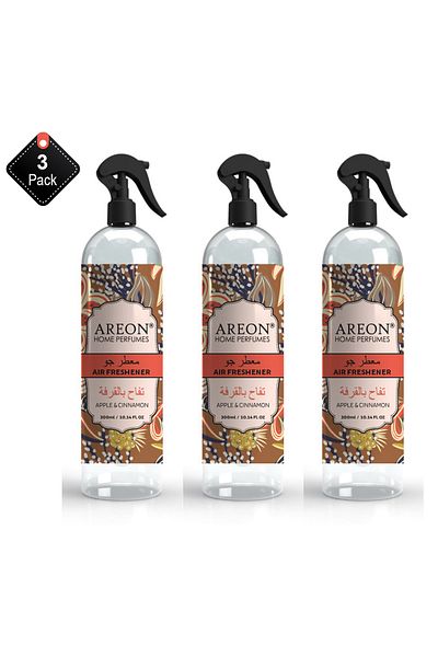 Areon Pack of 3  Apple & Cinammon Room Spray 300ml