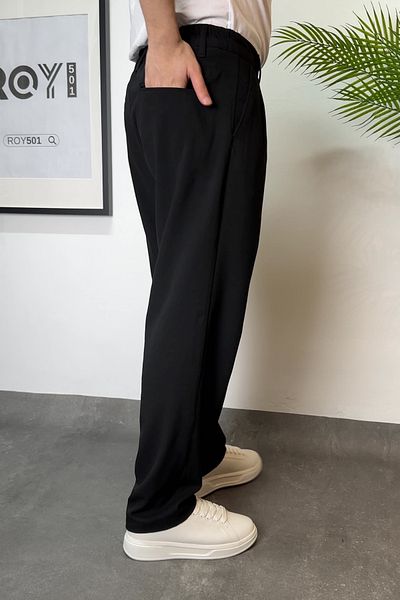 ROY501 New Season Men's Linen Trousers - Comfortable Fit, Double Pleated Baggy Design, Rubber Waist