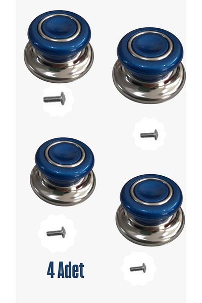 Doğuş Mutfak 4Pcs Dark Blue Suitable for All Pots Pan Lids Bagalit Peak Glass Pot Lid Handle