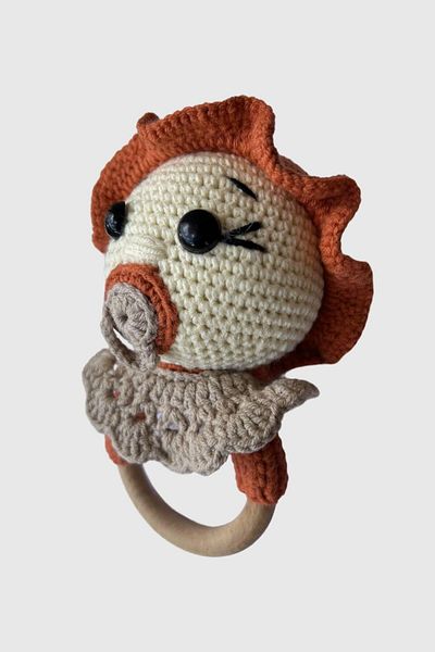Totzee Amigurumi Baby Rattle with Pacifier Coral & Beige