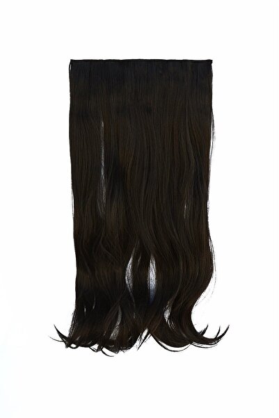 TAKIŞTIR Устойчива на топлина полумесечна клипс за коса - Ht6k - кестеняво кафяво - вълниста - 60 см - 110 г (Begüm)