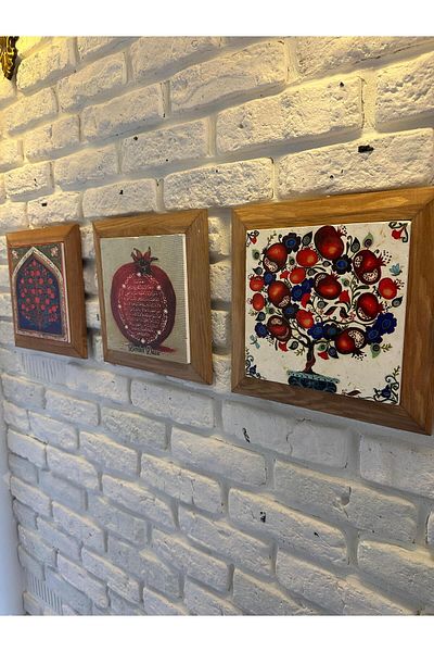 woodhomeworks Комплект от 3 панела за картина с рамка от масивно дърво, 26X26