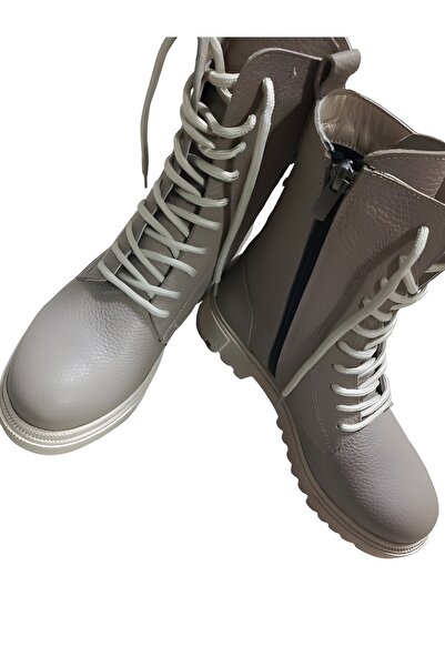 KUA SHOES Krem Rengi Hakiki Deri Bot