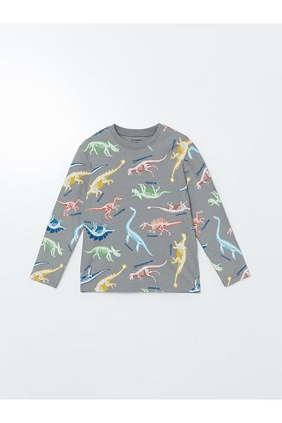 LC Waikiki Crew Neck Dinosaur Printed Boys' T-Shirt