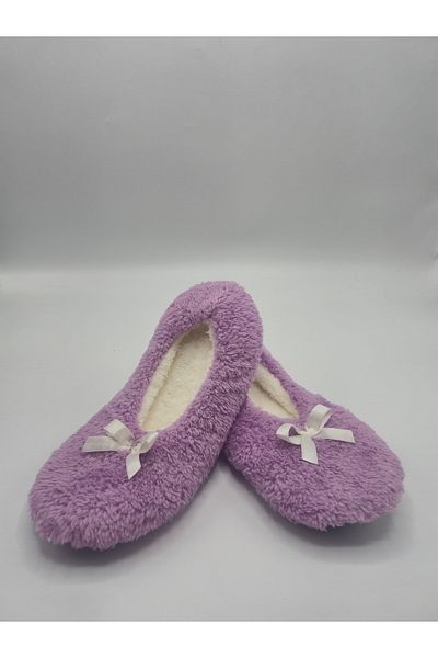 fluffy Booties Women's Slippers - Foldable Bag, Portable Home Ballerinas, Non-Slip No Sound Sole