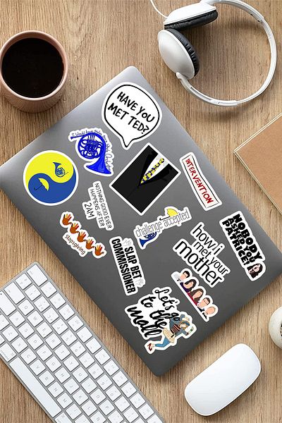 AR Sticker مجموعة من 5 ملصقات للكمبيوتر المحمول والكمبيوتر المحمول تحت عنوان How I Met Your Mother