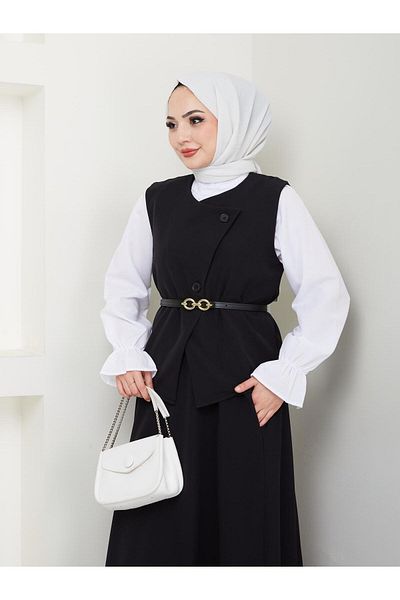 butik hira Σετ ασύμμετρη φούστα γιλέκο
