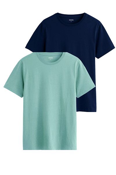 DK DAKSEL Ανδρικό μπλουζάκι μπλε navy blue color Basic Cut Crew Neck 100% βαμβακερό πακέτο μπλουζών 2 τεμαχίων