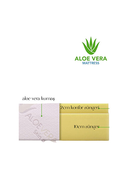 sleepnice HEMNES DİVANA UYUMLU fermuarlı aloe vera 80x200 cm tek kişilik sünger yatak
