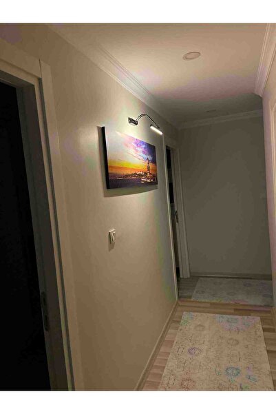 DNC LIGHTING ŞARJLI 35 CM SİYAH KASA SARI IŞIK ELEKTRİKLİ BANYO DUVAR AYNA TABLO AYDINLATMA FLÜT KUĞU APLİK