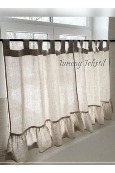 TUNCAY TEKSTİL 100% Natural Linen Cotton Biritli Frilly Curtain Is the Most X Size