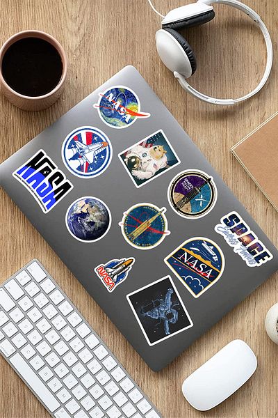 AR Sticker مجموعة من 10 ملصقات للكمبيوتر المحمول والكمبيوتر المحمول والكمبيوتر اللوحي تحت عنوان Nasa