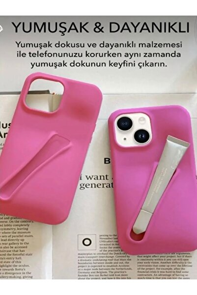 OVADA İphone 15 Uyumlu Rhode Ruj Bölmeli Silikon Lips Kılıf Kapak