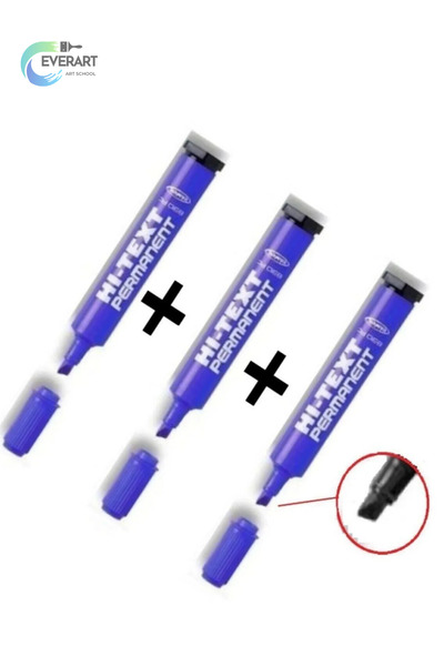 everart Mavi Kesik Uçlu Markır Permanent Kalem 3 Adet