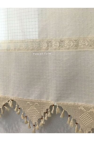 metin tekstil Natural Linen Woven - Authentic Lace Buldan Curtain