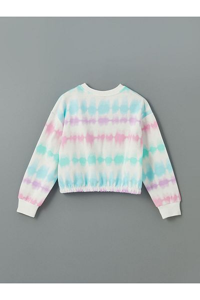 LC Waikiki Crew Neck Tie Dye Patterned Girl's Sweatshirt