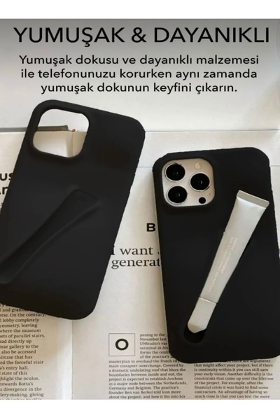 OVADA İphone 13 Pro Max Uyumlu Rhode Ruj Bölmeli Silikon Lips Kılıf Kapak