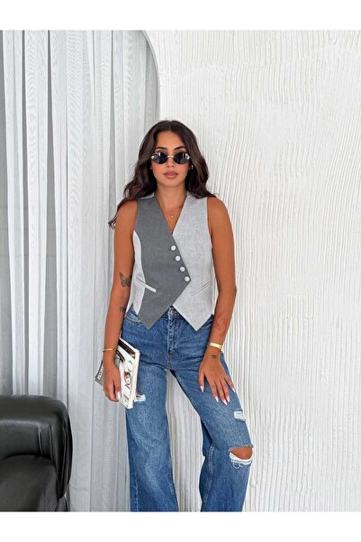 ZF BUTİK Dámská vesta asymetrického střihu