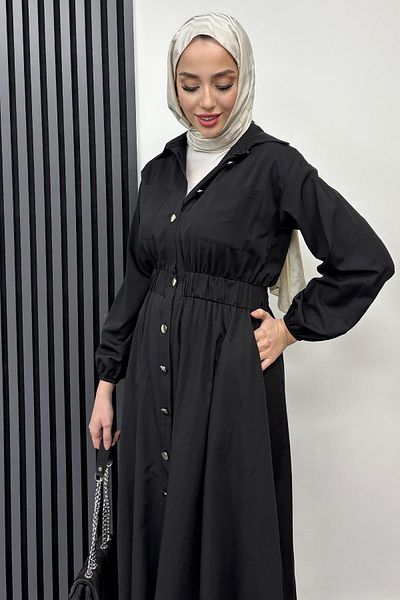 Tesettür Diyarı Γυναικείο μεταλλικό φόρεμα Rapalin Hijab με κουμπιά