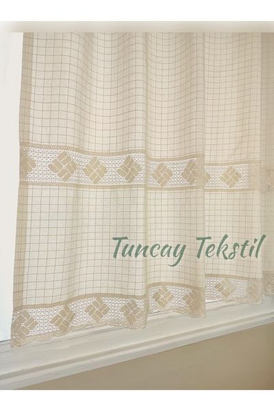 TUNCAY TEKSTİL Monika Curtain - 100% Cotton, Lace, Authentic Sunshade Curtain - Width X Size